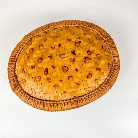 Woven Wicker Turtle Basket Box Lid Tortoise Rattan - Picture 8 of 10